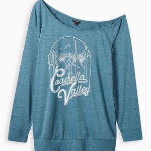Torrid Graphic Classic Fit French Terry Off-Shoulder Coachella Sweatshirt 3X 22